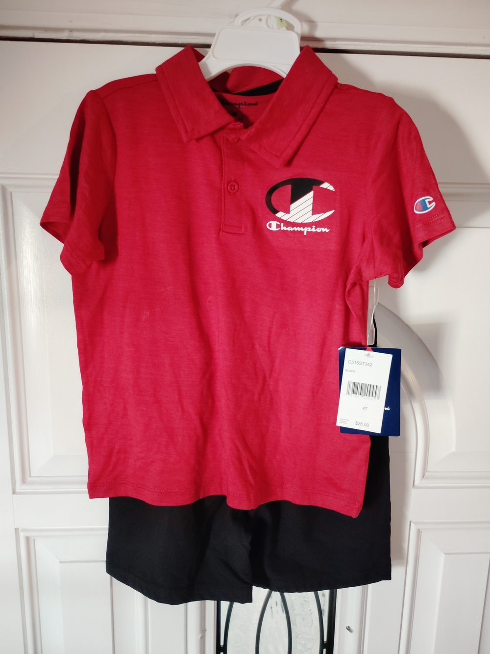 Champion Red Polo Shirt with Embroidered Logo Boys 4t